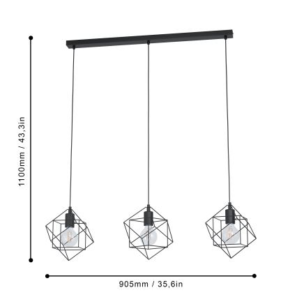 Eglo - Luster na sajli 3xE27/60W/230V