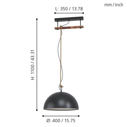 Eglo - Luster na sajli 1xE27/40W/230V