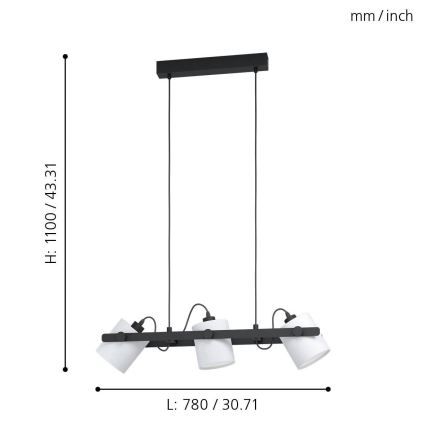 Eglo - Luster na sajli 3xE27/28W/230V