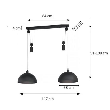 Eglo - Luster na sajli 2xE27/40W/230V