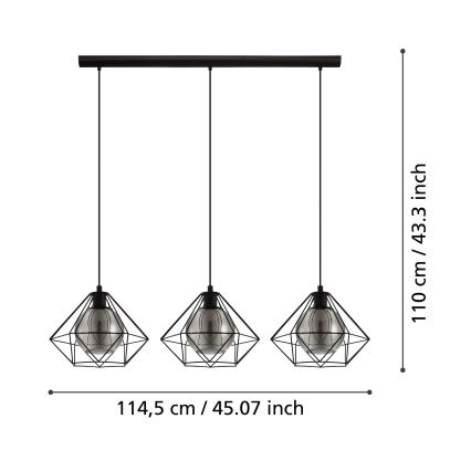 Eglo - Luster na sajli 3xE27/40W/230V