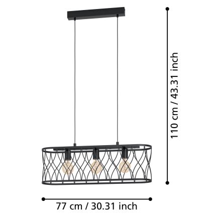 Eglo - Luster na sajli 3xE27/40W/230V