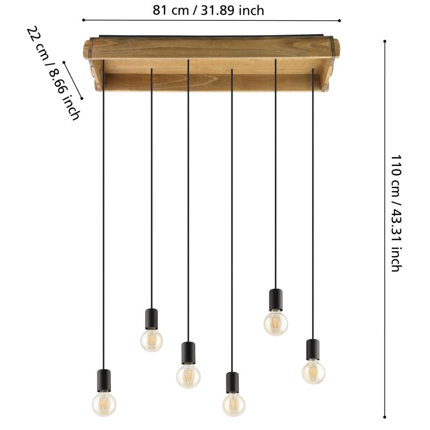 Eglo - Luster na sajli 6xE27/40W/230V