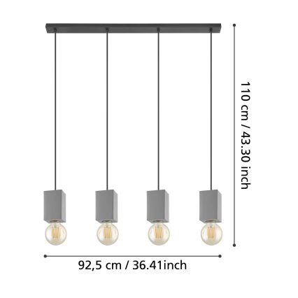 Eglo - Luster na sajli 4xE27/40W/230V