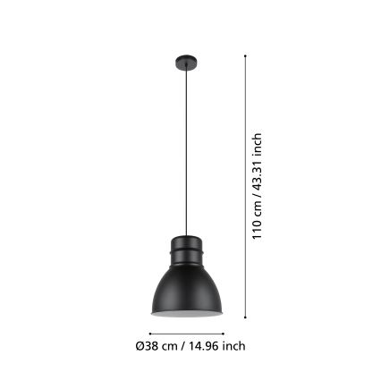 Eglo - Luster na sajli 1xE27/60W/230V crna