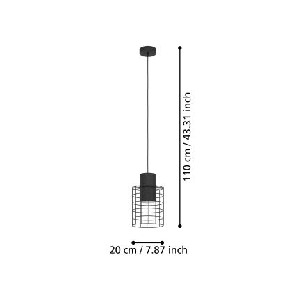 Eglo - Luster na sajli 1xE27/40W/230V pr. 20 cm crna