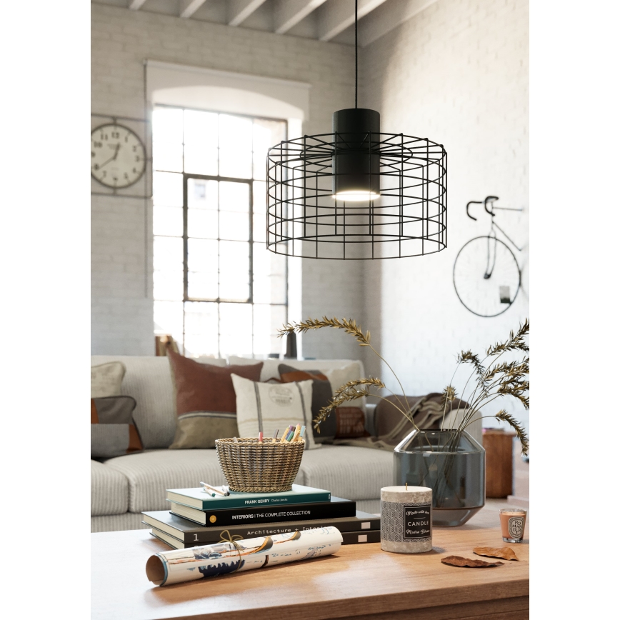 Eglo - Luster na sajli 1xE27/40W/230V pr. 38 cm crna