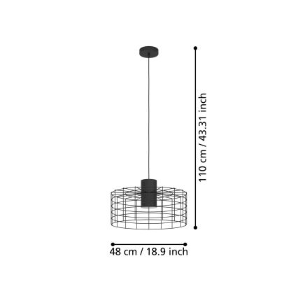 Eglo - Luster na sajli 1xE27/40W/230V pr. 48 cm crna