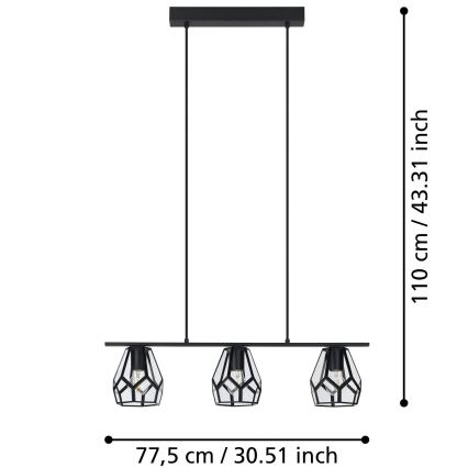 Eglo - Luster na sajli 3xE27/40W/230V