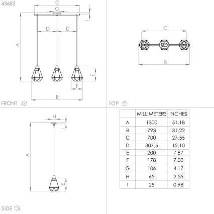 Eglo - Luster na sajli 3xE27/60W/230V