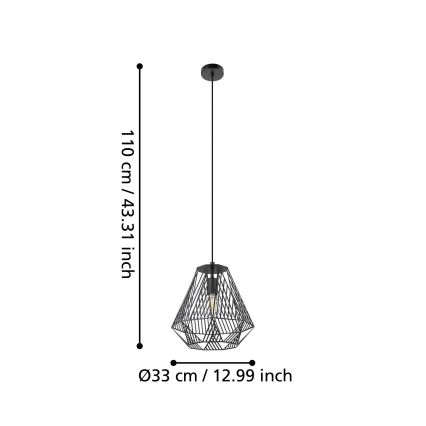 Eglo - Luster na sajli 1xE27/40W/230V crna