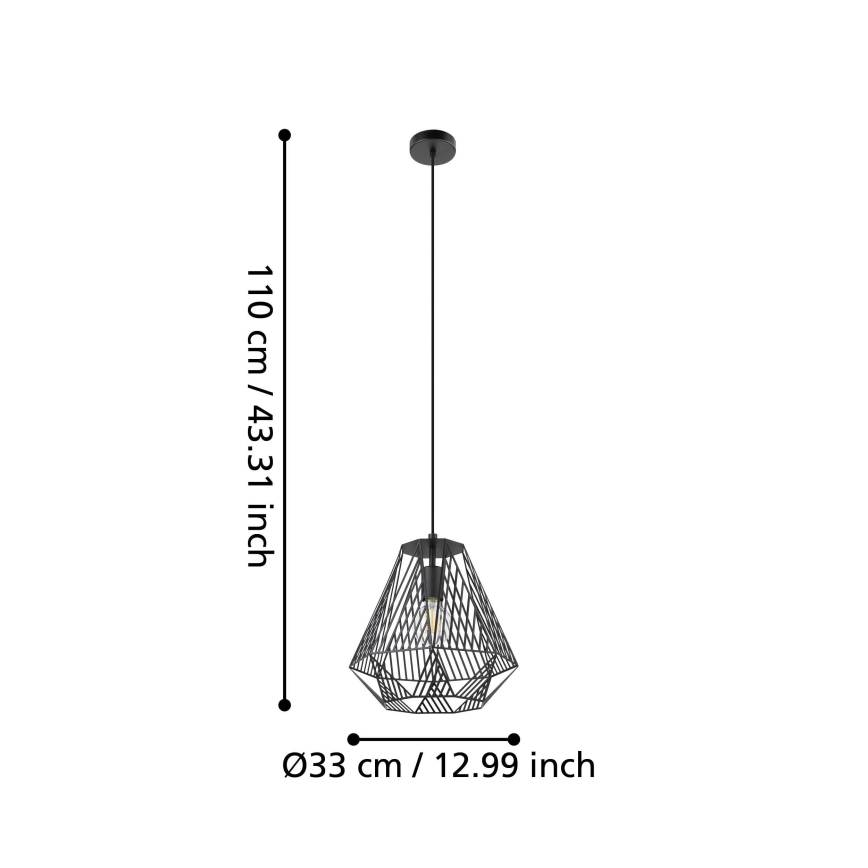 Eglo - Luster na sajli 1xE27/40W/230V crna
