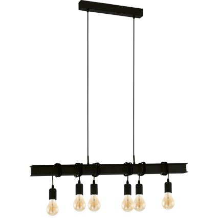 Eglo 43712 - Luster na sajli TOWNSHEND 6xE27/60W/230V crna