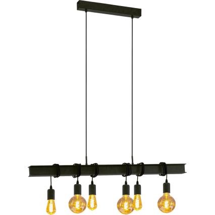 Eglo 43712 - Luster na sajli TOWNSHEND 6xE27/60W/230V crna