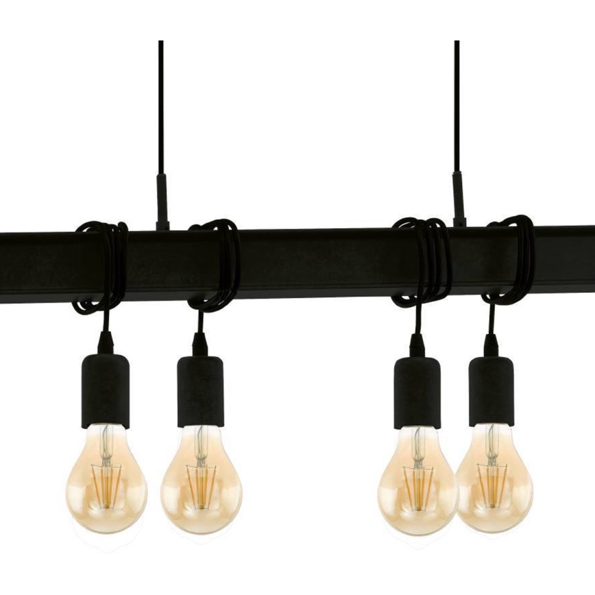 Eglo 43712 - Luster na sajli TOWNSHEND 6xE27/60W/230V crna