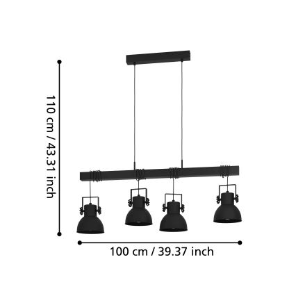 Eglo - Luster na sajli 4xE27/40W/230V