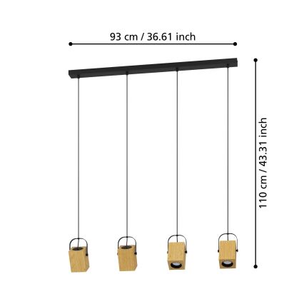 Eglo - LED Luster na sajli 4xGU10/3W/230V