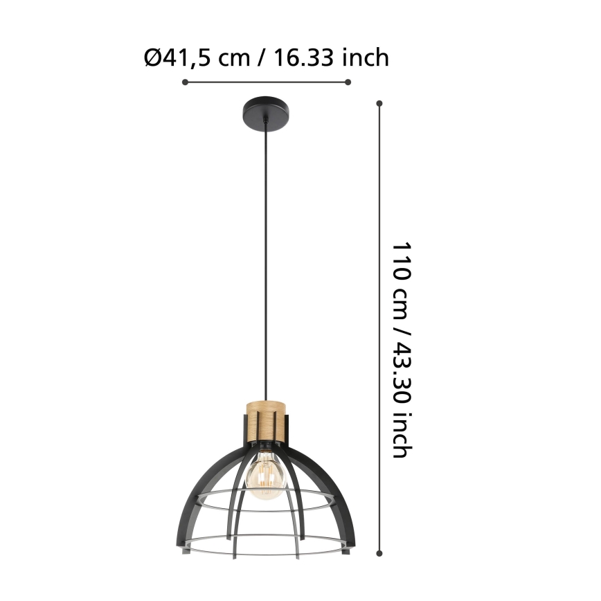 Eglo - Luster na sajli 1xE27/40W/230V crna
