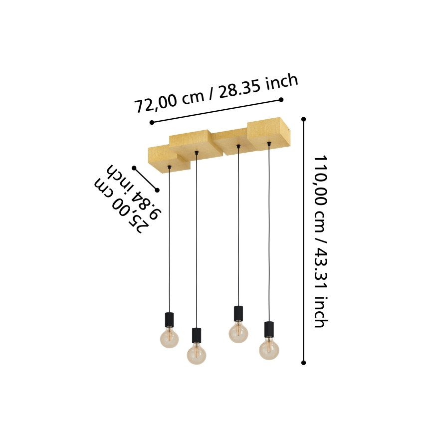 Eglo - Luster na sajli 4xE27/40W/230V