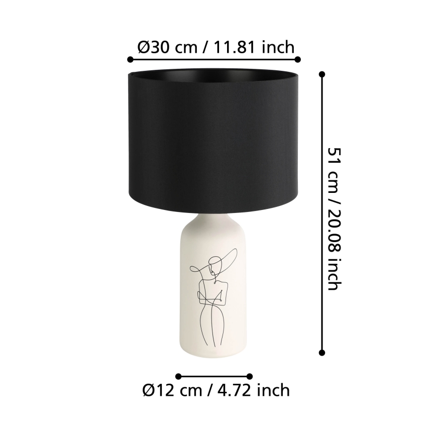 Eglo - Stolna lampa 1xE27/40W/230V crna/bijela