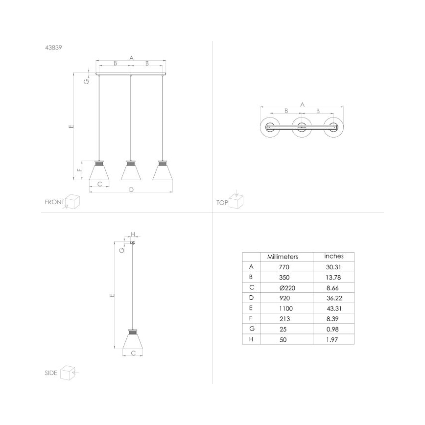 Eglo - Luster na sajli 3xE27/40W/230V