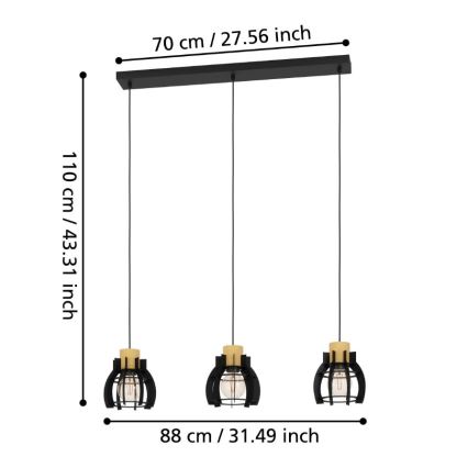 Eglo - Luster na sajli 3xE27/40W/230V