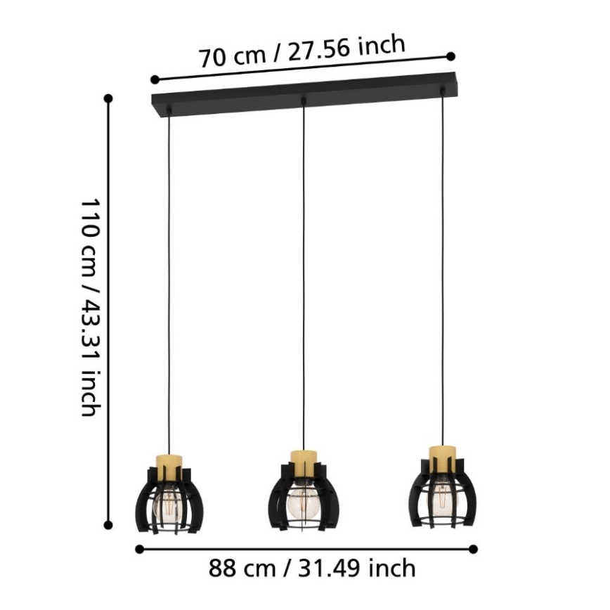 Eglo - Luster na sajli 3xE27/40W/230V