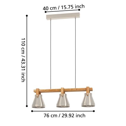 Eglo - Luster na sajli 3xE27/40W/230V