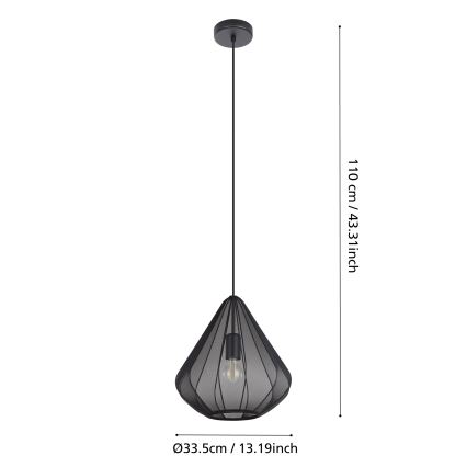 Eglo - Luster na sajli 1xE27/40W/230V pr. 33,5 cm crna