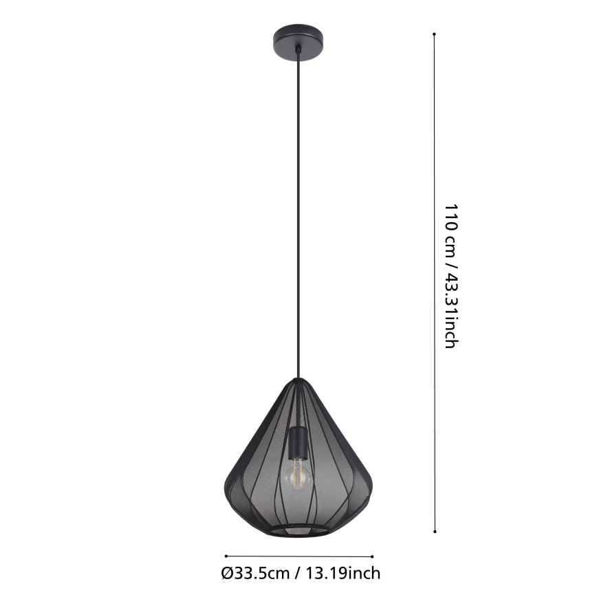 Eglo - Luster na sajli 1xE27/40W/230V pr. 33,5 cm crna