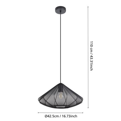 Eglo - Luster na sajli 1xE27/40W/230V pr. 42,5 cm crna