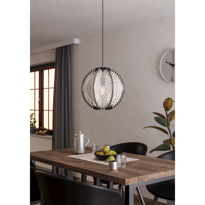 Eglo - Luster na sajli 1xE27/40W/230V pr. 40 cm bijela/crna