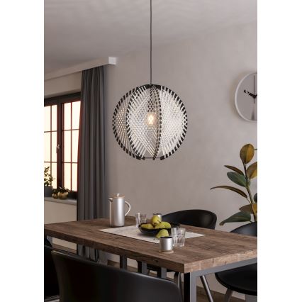 Eglo - Luster na sajli 1xE27/40W/230V pr. 48 cm bijela/crna