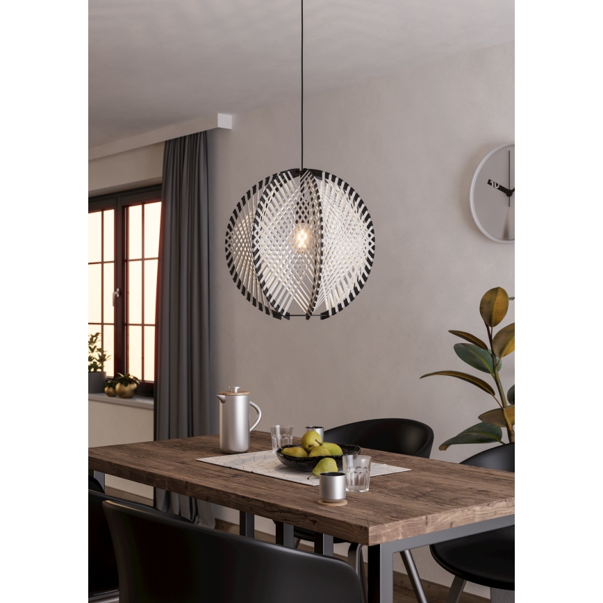 Eglo - Luster na sajli 1xE27/40W/230V pr. 48 cm bijela/crna