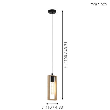 Eglo - Luster na sajli 1xE27/60W/230V - FSC certificirano