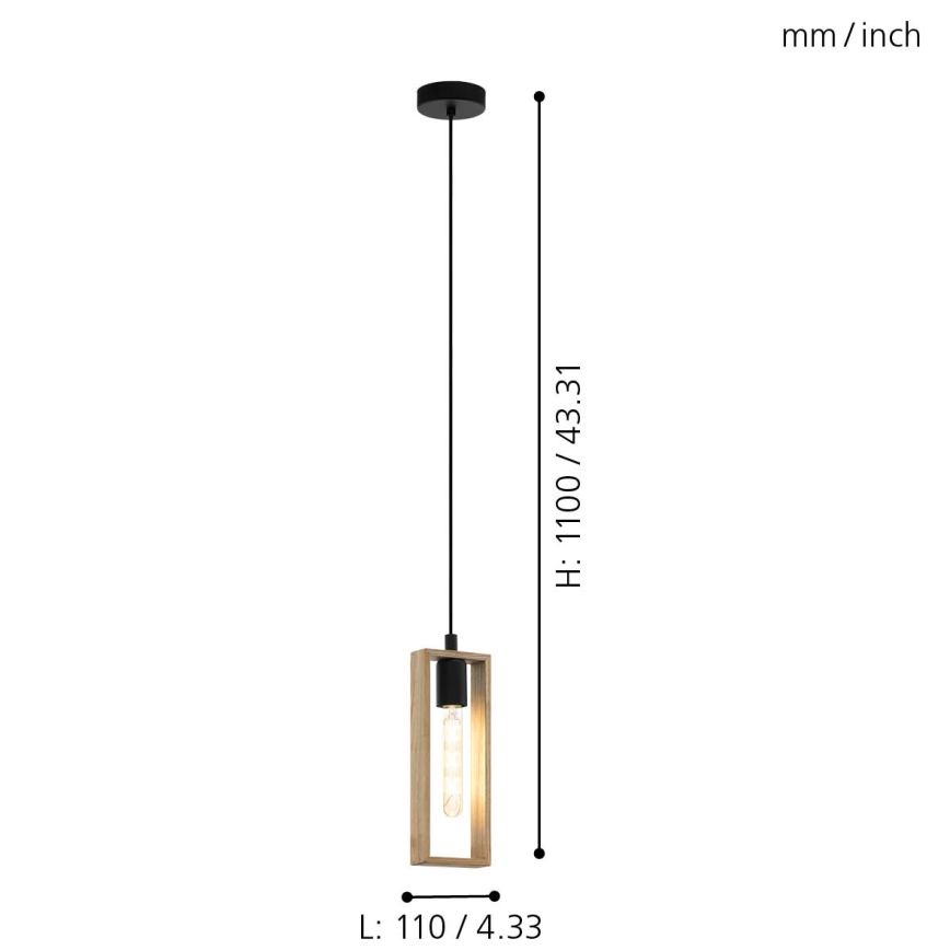 Eglo - Luster na sajli 1xE27/60W/230V - FSC certificirano