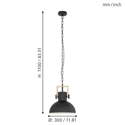 Eglo - Luster na lancu 1xE27/28W/230V - FSC certificirano