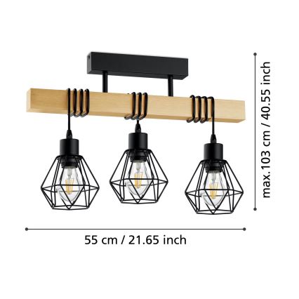 Eglo - Nadgradni luster TOWNSHEND 3xE27/60W/230V - FSC certificirano