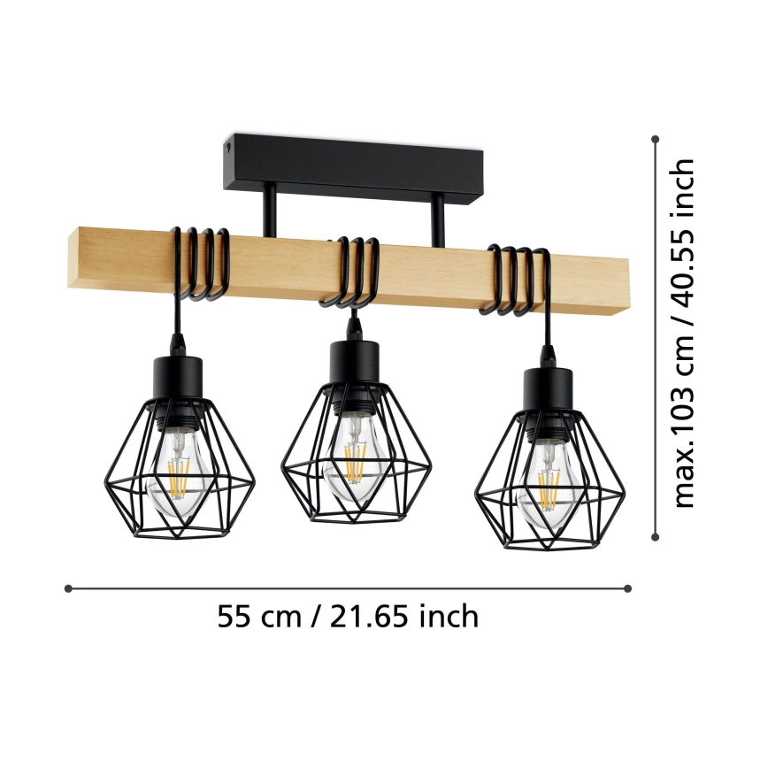Eglo - Nadgradni luster TOWNSHEND 3xE27/60W/230V - FSC certificirano