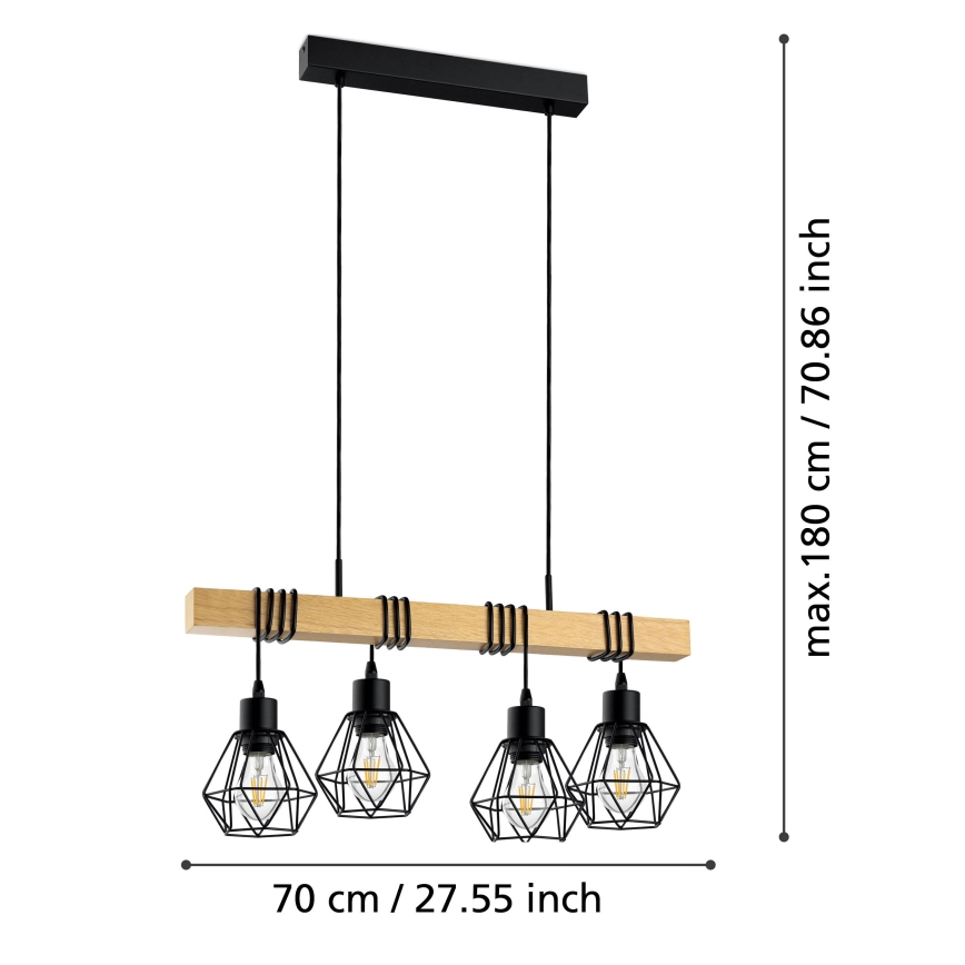 Eglo - Luster na sajli TOWNSHEND 4xE27/60W/230V