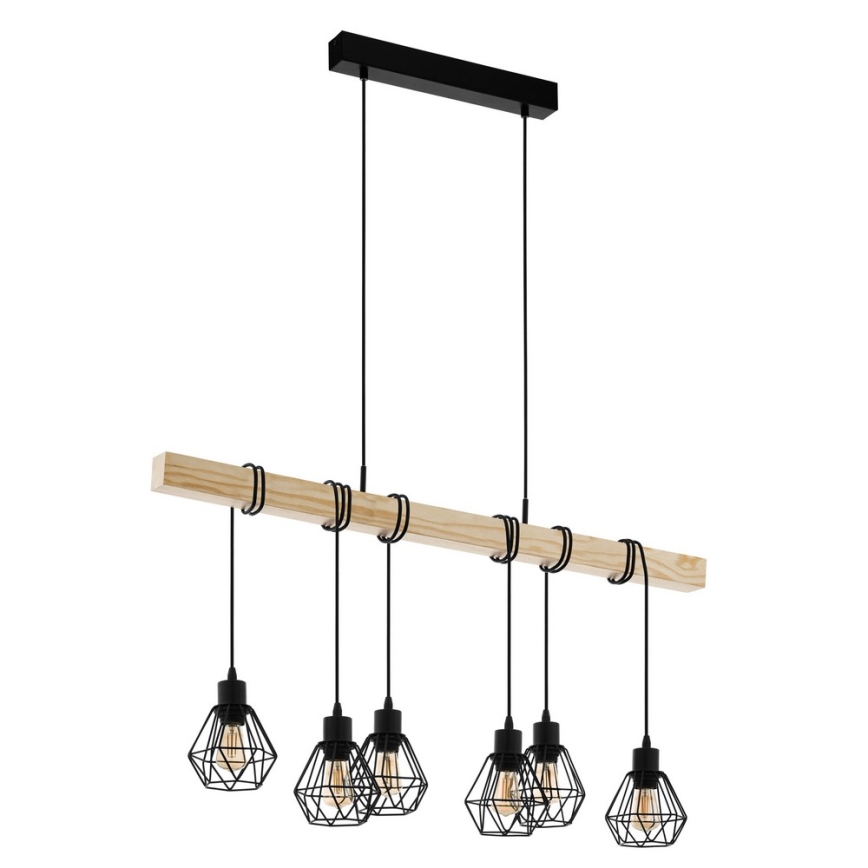 Eglo - Luster na sajli TOWNSHEND 6xE27/60W/230V - FSC certificirano