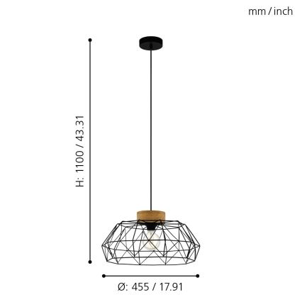 Eglo - Luster na sajli 1xE27/60W/230V