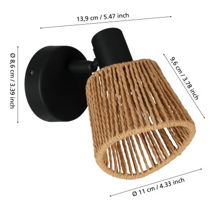 Eglo - Zidni spot 1xE14/10W/230V crna/bež