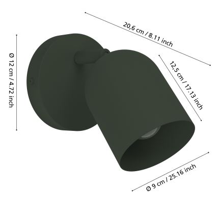 Eglo - Zidna reflektorska svjetiljka 1xE14/40W/230V zelena