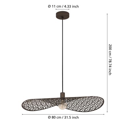 Eglo - Viseći luster na kablu 1xE27/60W/230V Ø 80 cm, brončane boje