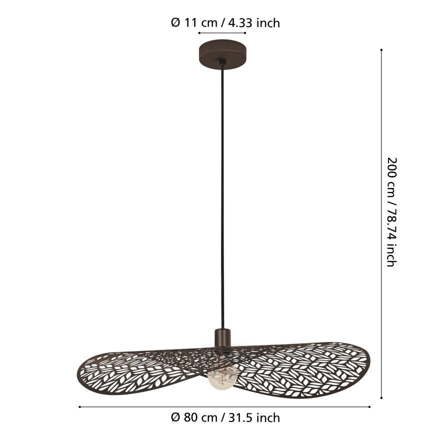 Eglo - Viseći luster na kablu 1xE27/60W/230V Ø 80 cm, brončane boje