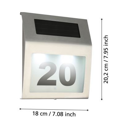 Eglo 48875 - LED Solarni kućni broj LED/1,2W/1,2V 300 mAh IP44 mat krom