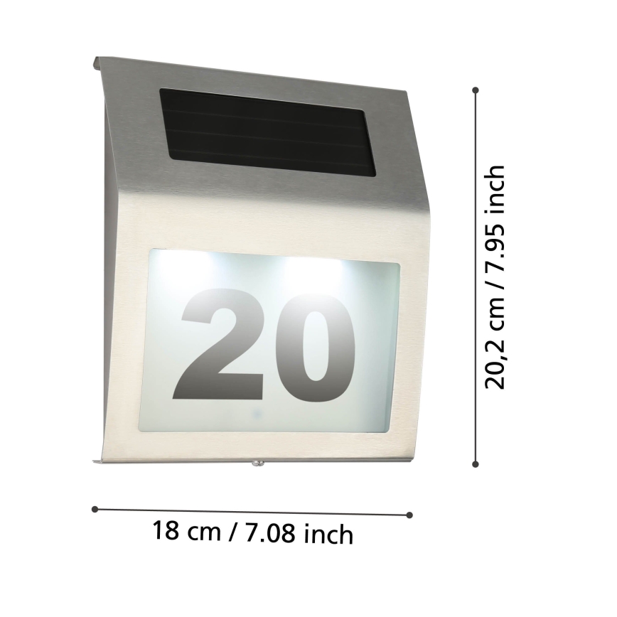 Eglo 48875 - LED Solarni kućni broj LED/1,2W/1,2V 300 mAh IP44 mat krom