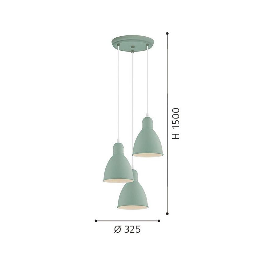 EGLO 49095 - Luster na sajli PRIDDY-P 3xE27/60W/230V