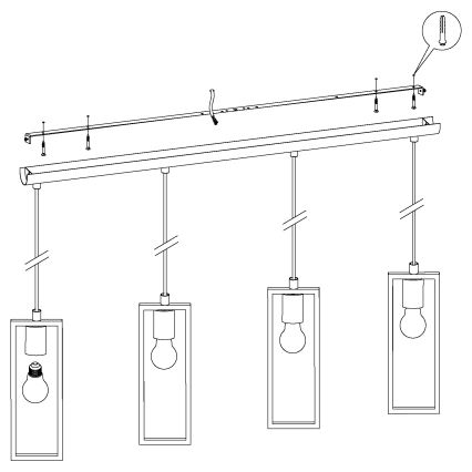 Eglo - Luster na sajli 4xE27/60W/230V